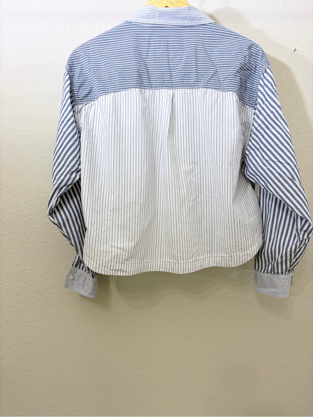Striped Button-Up Shirt in Blue and White Striped - Picture 10 of 11